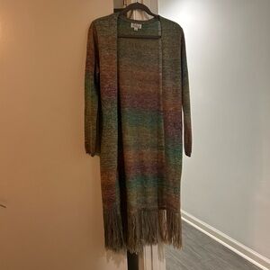 Colorful Fringe Hem Open Cardigan